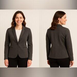 Audrey & Celine Gray Single-Button Blazer – Size Large